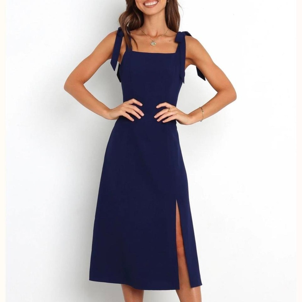 Petal & Pup Navy Midi Dress with Slit